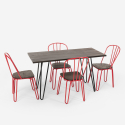 conjunto de mesa rectangular 120 x 60 con 4 sillas industriales de madera en acero, diseño magis Modelo