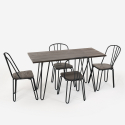 conjunto de mesa rectangular 120 x 60 con 4 sillas industriales de madera en acero, diseño magis 