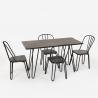 conjunto de mesa rectangular 120 x 60 con 4 sillas industriales de madera en acero, diseño magis 