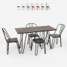 conjunto de mesa rectangular 120 x 60 con 4 sillas industriales de madera en acero, diseño magis 