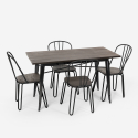 conjunto de mesa rectangular 120 x 60 con 4 sillas acero madera diseño industrial otis 