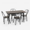conjunto de mesa rectangular 120 x 60 con 4 sillas acero madera diseño industrial otis 