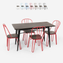 conjunto de mesa rectangular 120 x 60 con 4 sillas acero madera diseño industrial otis 