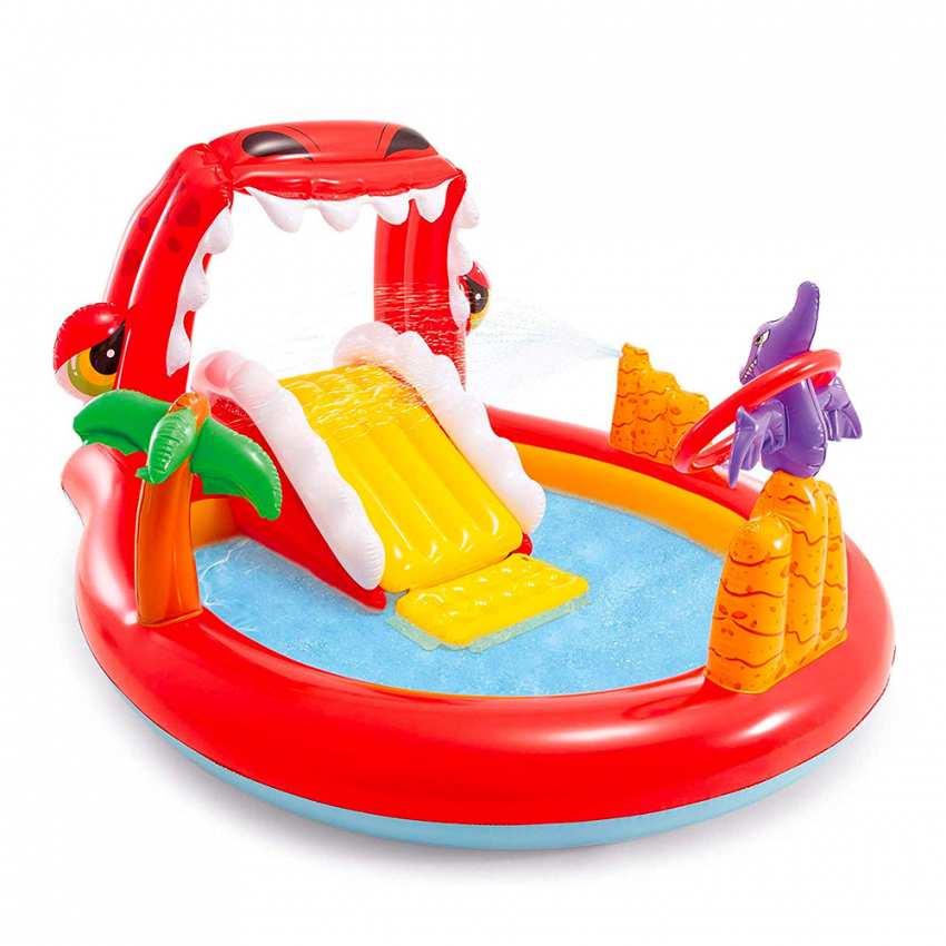 Piscina Hinchable Infantil Intex 57163 niños Happy Dino Play Center Juego Promoción
