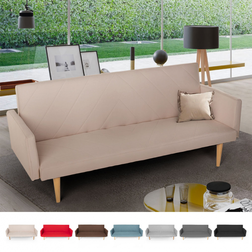 Sofá cama clic clac de 3 plazas en tejido de diseño nórdico reclinable Perla Catálogo