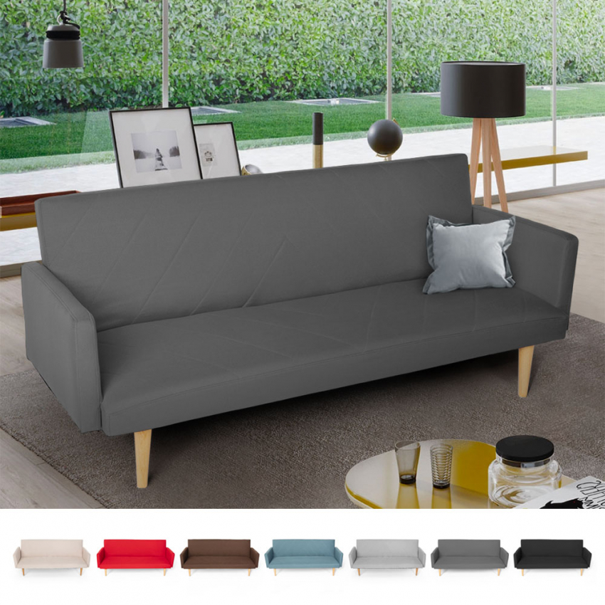 Sofá cama clic clac de 3 plazas en tejido de diseño nórdico reclinable Perla 