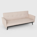 Sofá cama de 3 plazas en tejido clic clac reclinable de diseño nórdico Tulum 