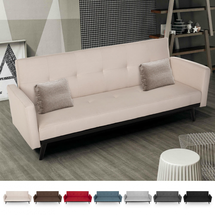 Sofá cama de 3 plazas en tejido clic clac reclinable de diseño nórdico Tulum 