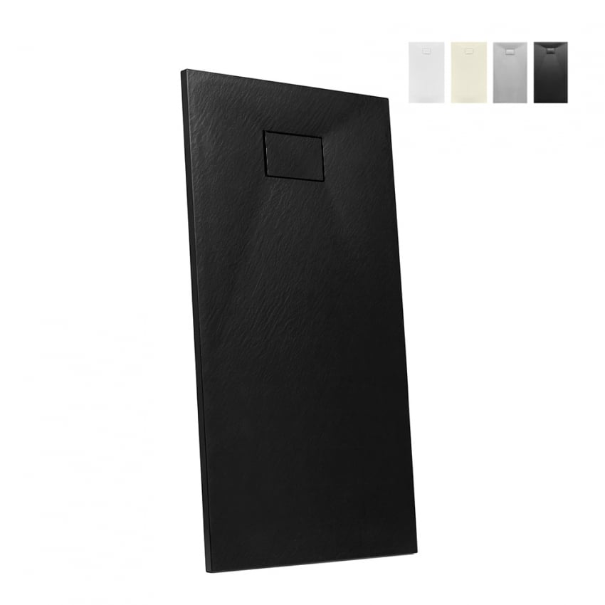 Plato de ducha a ras de suelo rectangular de resina 160x70 diseño moderno Stone 