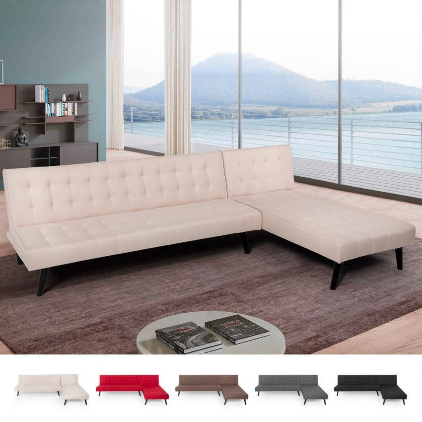 Sofá cama de esquina de 3 plazas clic clac en tela modular reclinable de diseño moderno Natal 