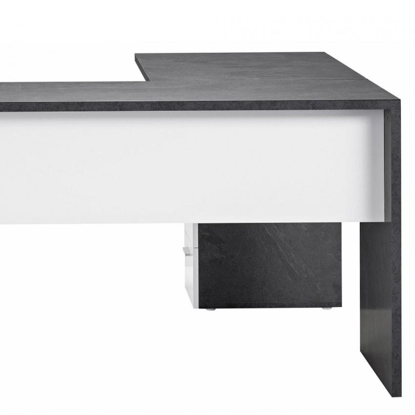 New Selina escritorio de oficina moderno 160x180 con cómoda de 3 cajones  New Selina