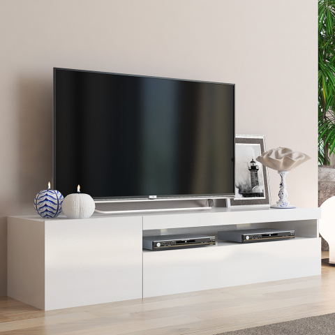 Mueble TV moderno con puerta y cajón abatible 150cm Daiquiri White M