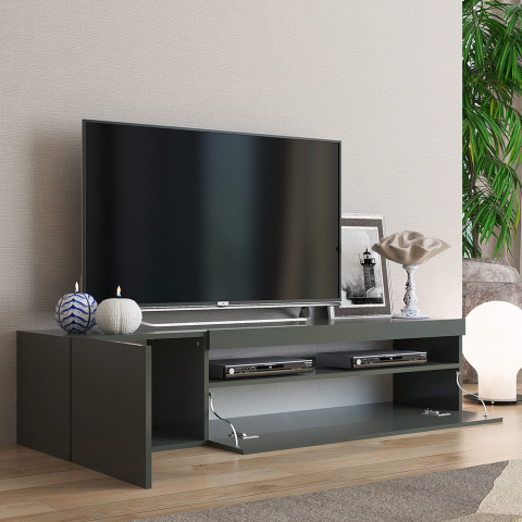 Mueble TV moderno con puerta y cajón abatible 150cm Daiquiri Anthracite M