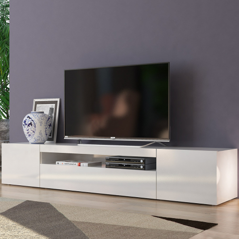 Mueble TV de diseño con puertas abatibles de cajón 200cm Daiquiri White L Promoción