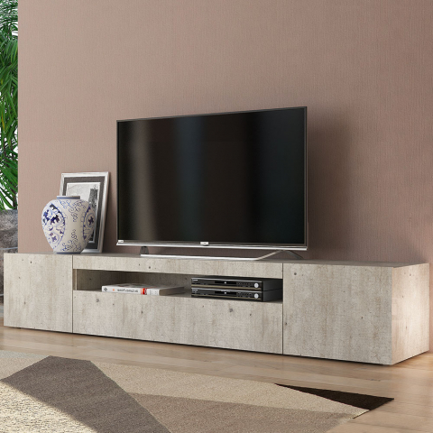 Mueble TV de diseño con puertas abatibles de cajón 200cm salón Daiquiri Anthracite L