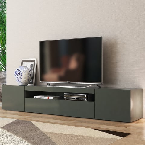 Mueble TV de diseño con puertas abatibles de cajón 200cm Daiquiri Anthracite L