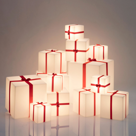 Lámpara de pie de mesa de Paquete de Navidad Slide Merry Cubo Promoción