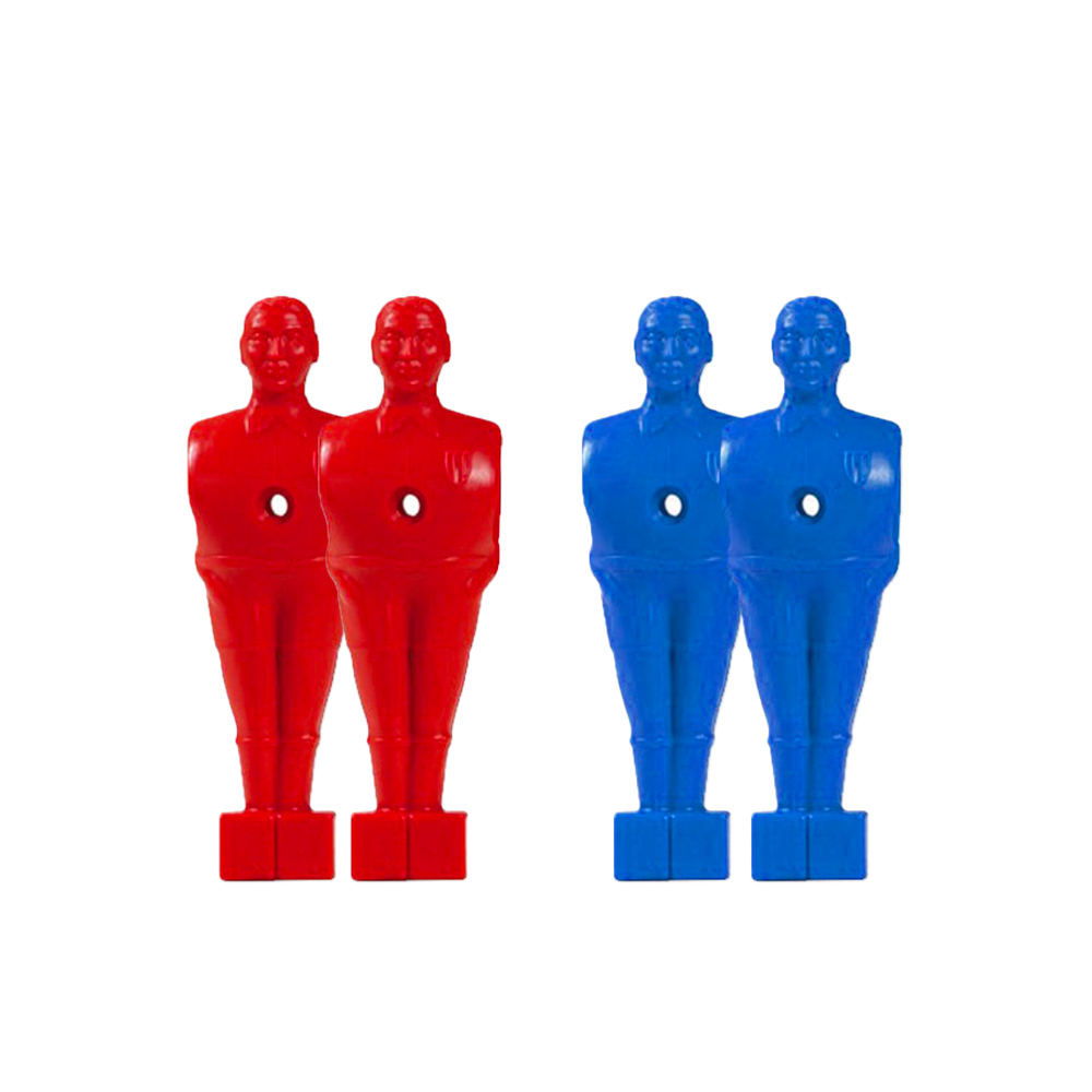 Juego de 4 jugadores minifiguras futbolín futbolín 2 rojo 2 azul varilla de repuesto 13 mm