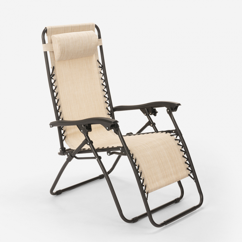 Silla reclinable plegable, sillas de gravedad cero de alta resistencia,  sillas de playa, tumbonas, tumbonas, reclinable, playa, patio, jardín