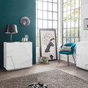 Mueble Aparador diseño moderno blanco 2 puertas y 2 estantes Ping Side S Descueto