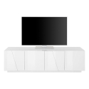 Mueble TV 4 puertas 2 estantes de diseño moderno blanco Ping Low L Descueto