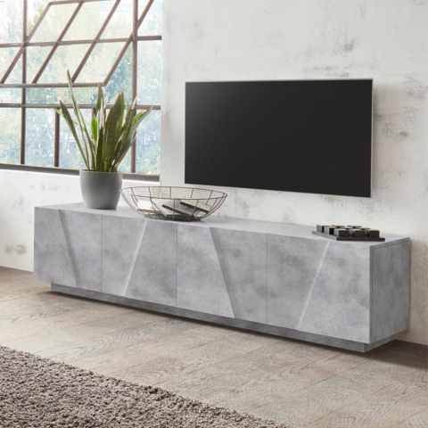 Mueble TV con 4 puertas y 2 estantes diseño moderno Ping Low L Concrete
