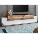 Mueble TV 4 estantes y 3 puertas abatibles diseño blanco madera Corona Low White Descueto