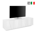 Mueble TV 4 puertas 2 estantes de diseño moderno blanco Ping Low L Oferta