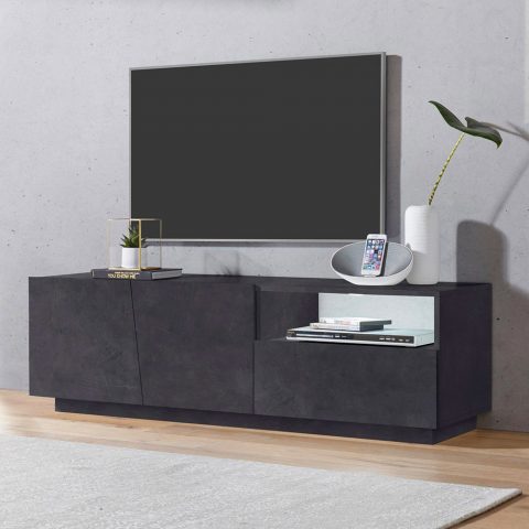 Mueble de TV moderno con puertas correderas de cajón 150cm Vega Low Ardesia Promoción