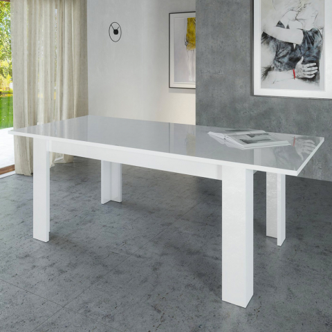 Mesa extensible 160-210x90cm blanca de diseño moderno para salón y cocina Jesi Long