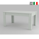 Mesa de comedor extensible 160-210x90cm diseño moderno de madera blanca Jesi Larch Venta