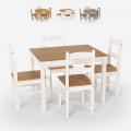Conjunto de mesa rectangular 100x80 4 sillas de madera estilo country Rusticus Promoción