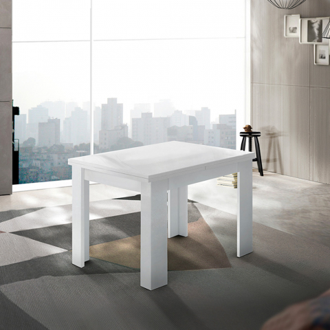 Mesa extensible blanca de diseño moderno 90-180x90cm salón y cocina Jesi Liber