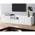 Mueble TV de 4 puertas con cajón blanco diseño moderno Vega Low XL Descueto