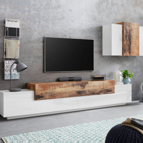 Mueble para salón de diseño moderno de madera blanca Corona Moby Promoción