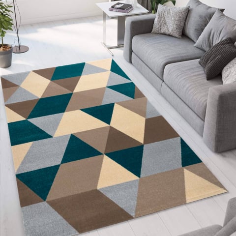 Alfombra rectangular geométrica multicolor diseño moderno Milano GLO008 Promoción