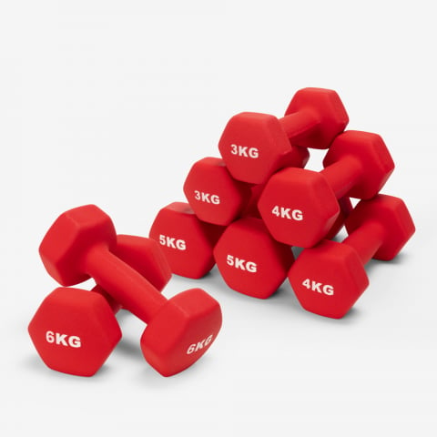 Set de pesas y mancuernas para gimnasio y fitness Megara Full de 2x:  3, 4, 5, 6 kg