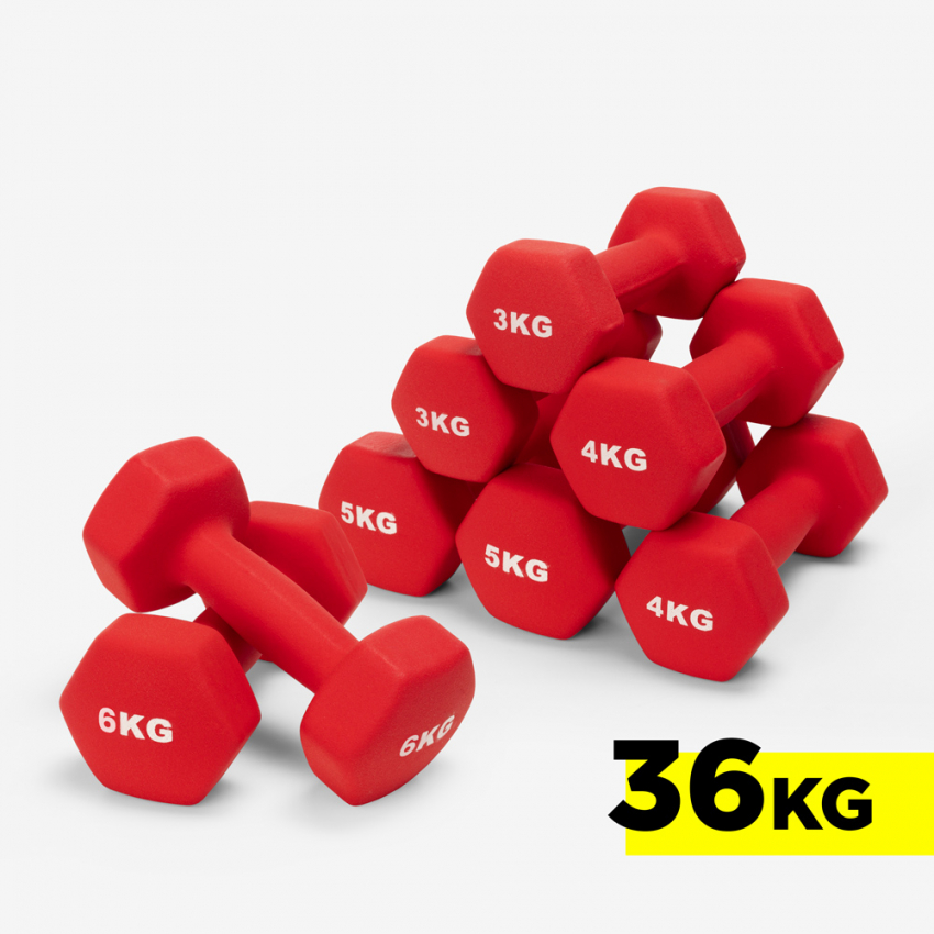 Conjunto de pesas con mancuernas 2x 3 4 5 6 kg gym and fitness Megara Full