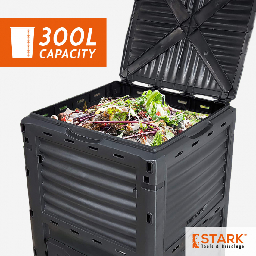 Compostador para jardín composter exterior de plástico 300 litros Humus Promoción