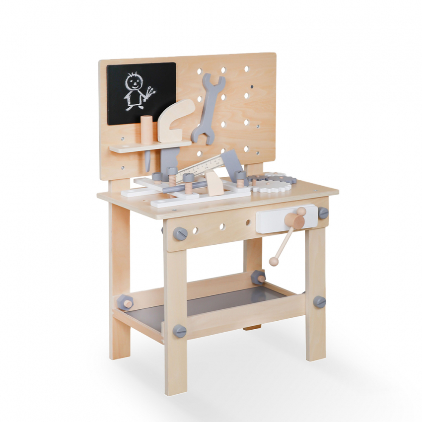Ohuhu Juego de mesa de trabajo de herramientas: banco de trabajo de juguete  para niños, banco de herramientas de madera para taller, banco de trabajo