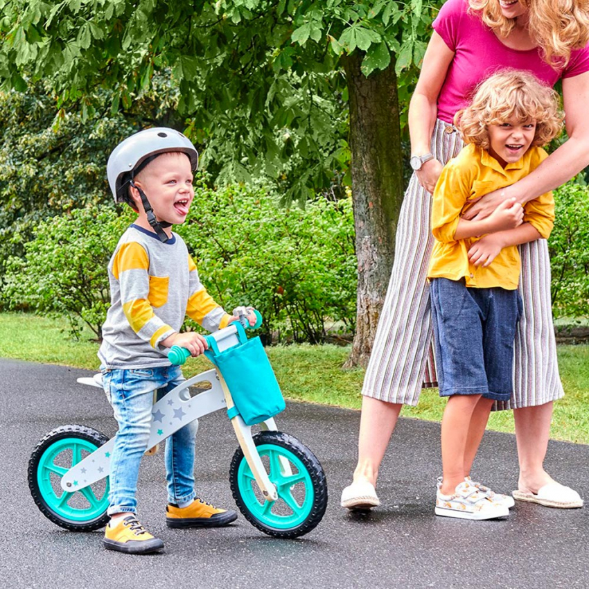 Bicicleta infantil balance bike sin pedales de madera con cesta Balance Ride Promoción