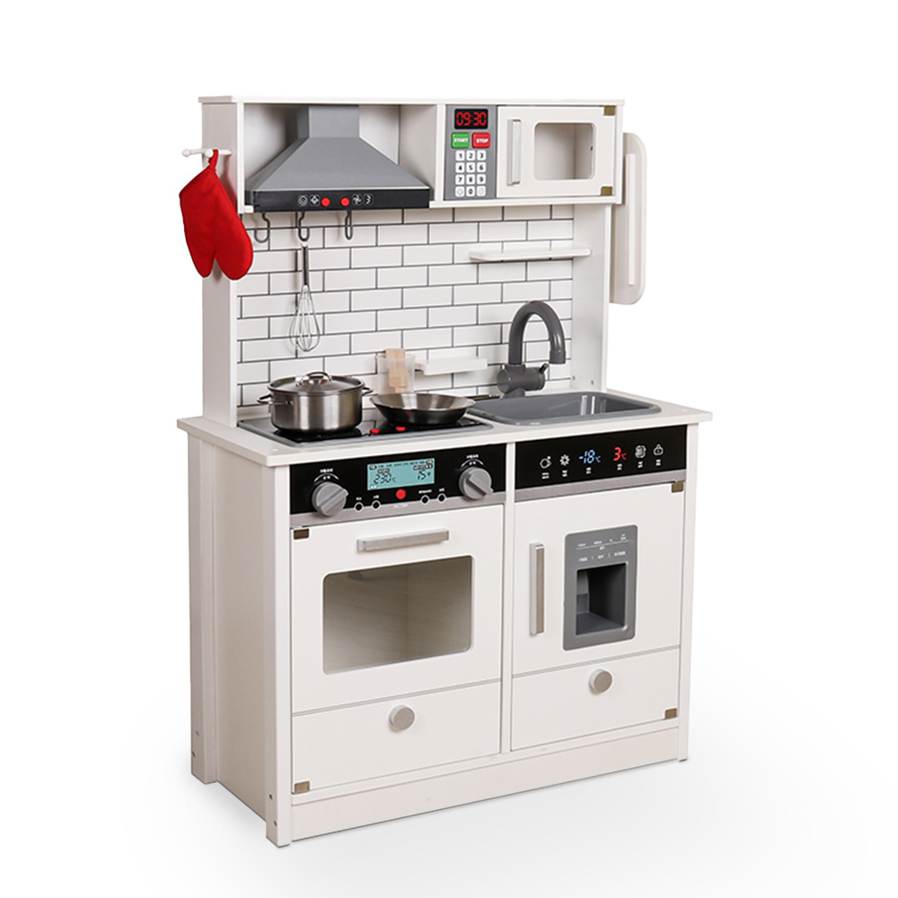 Cocina infantil moderna de juguete de madera con accesorios de luces y sonidos Home Chef