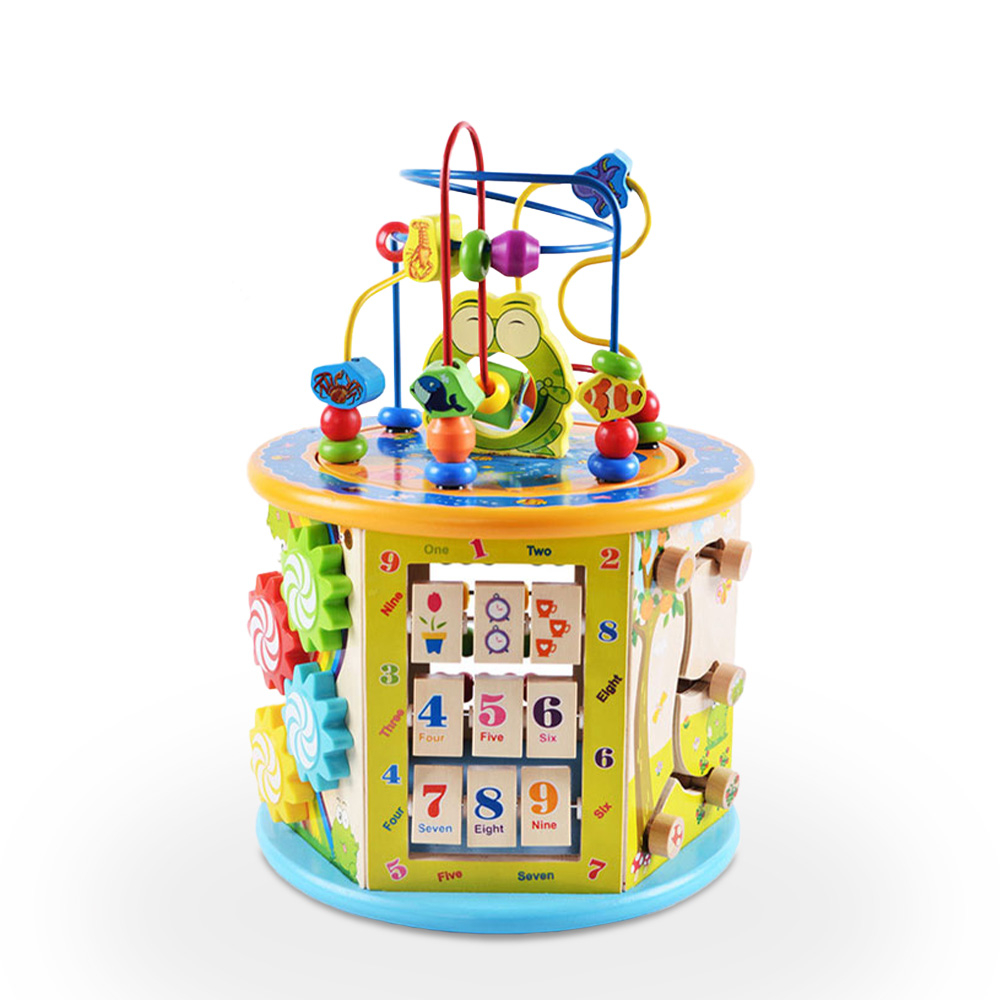 Cubo de juegos hexagonal multijuego para niños fabricado en madera Fantasy Land