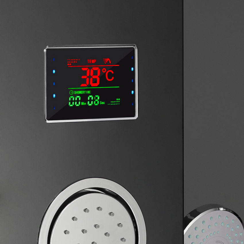 Columna de ducha de acero con pantalla LED, Diseño Moderno con hidromasaje Abano Promoción