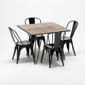 juego de mesa cuadrada de madera y sillas metálicas de diseño Lix industrial bay ridge 