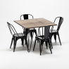 juego de mesa cuadrada de madera y sillas metálicas de diseño industrial bay ridge 