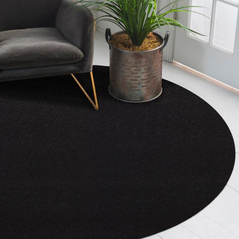 Alfombra redonda 80cm negra moderna para sala de estar de oficina Casacolora CCTONER