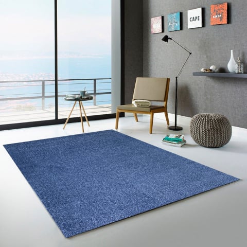 Entrada de la sala de estar con alfombra azul moderna Casacolora CCDEN