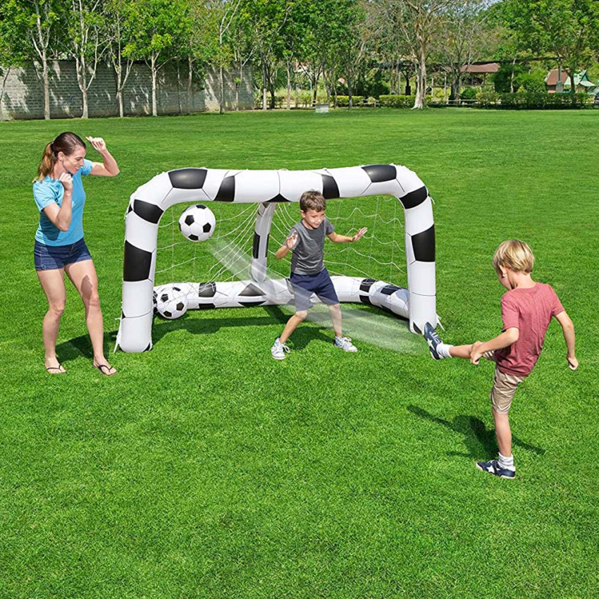 Juego de porterías inflable y 2 balones de fútbol, jardín, piscina para niños 52058 Bestway Promoción