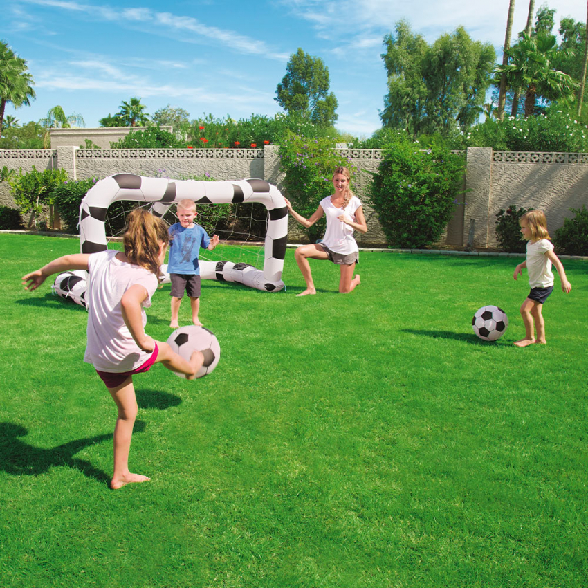 Juego de porterías inflable y 2 balones de fútbol, jardín, piscina para niños 52058 Bestway Promoción